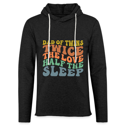 Dad of Twins Twice The Love Half The Sleep Lightweight Terry Hoodie - charcoal grey