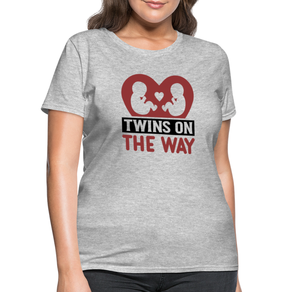 Twins on the Way T-Shirt - heather gray