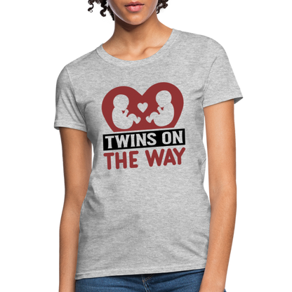 Twins on the Way T-Shirt - heather gray