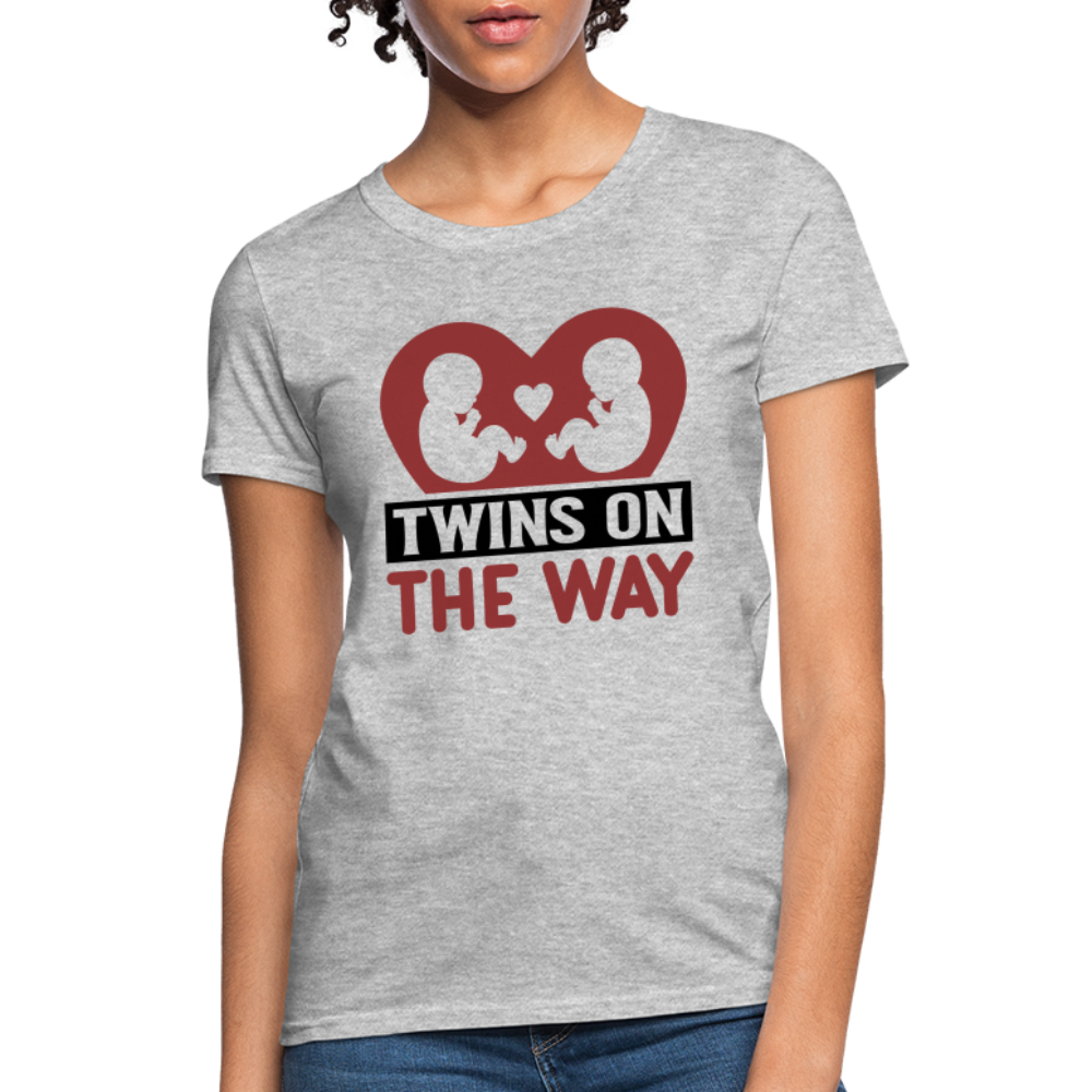 Twins on the Way T-Shirt - heather gray