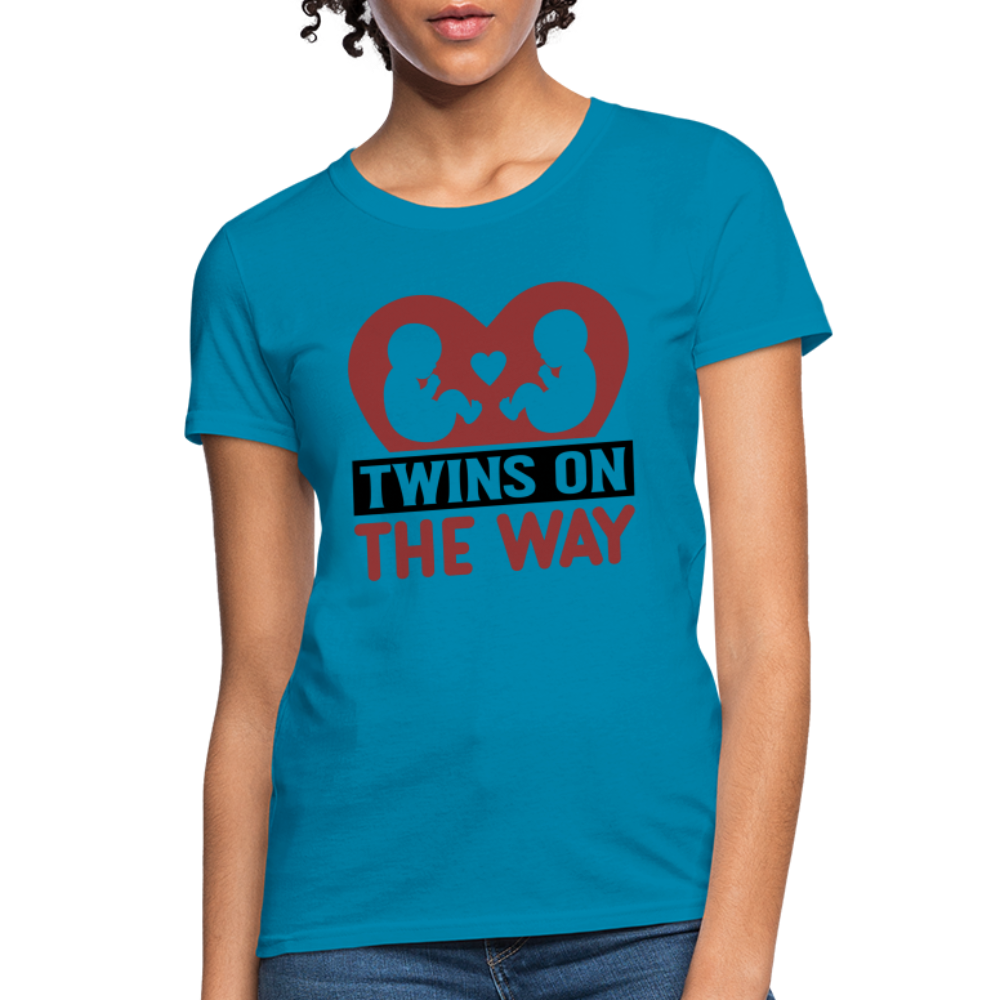 Twins on the Way T-Shirt - turquoise