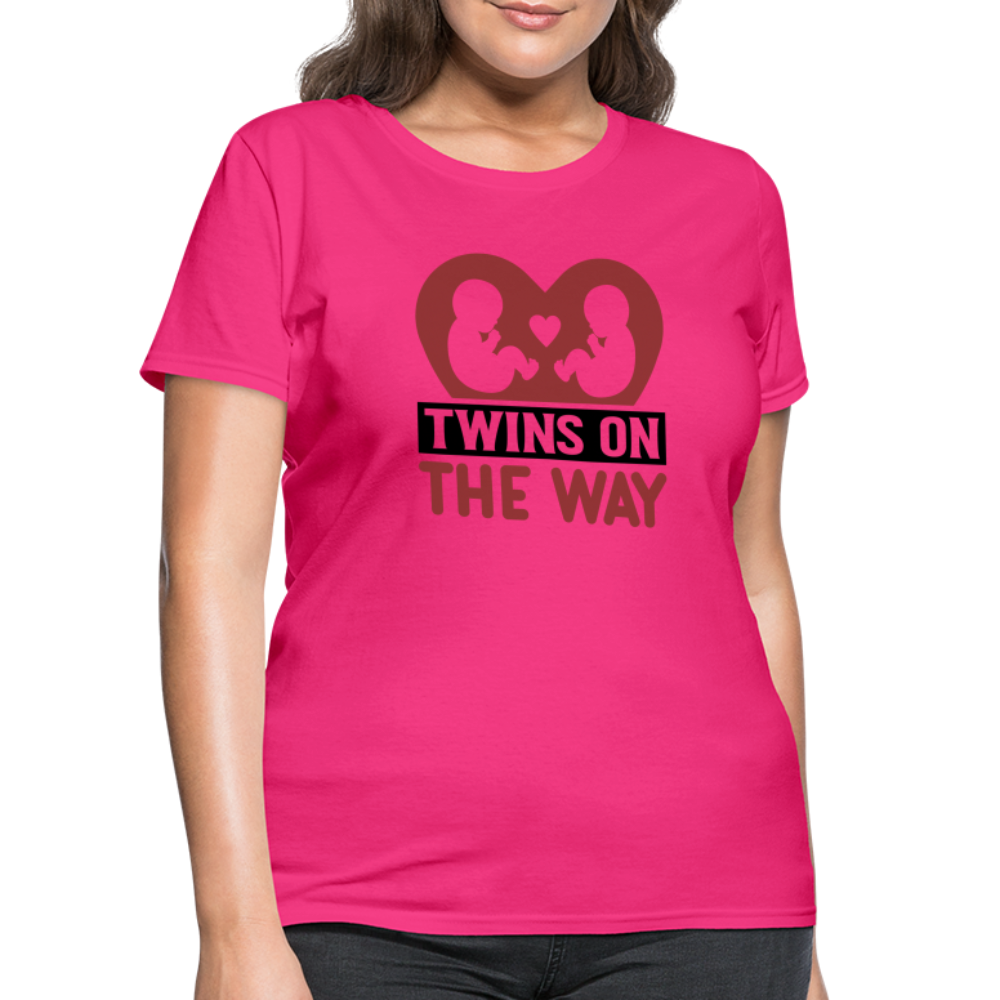 Twins on the Way T-Shirt - fuchsia