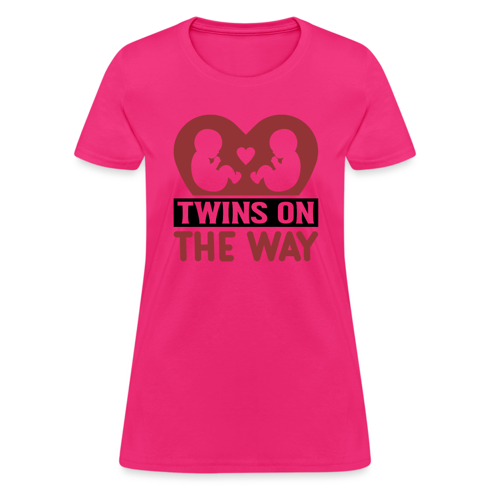 Twins on the Way T-Shirt - fuchsia