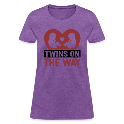 Twins on the Way T-Shirt - purple heather