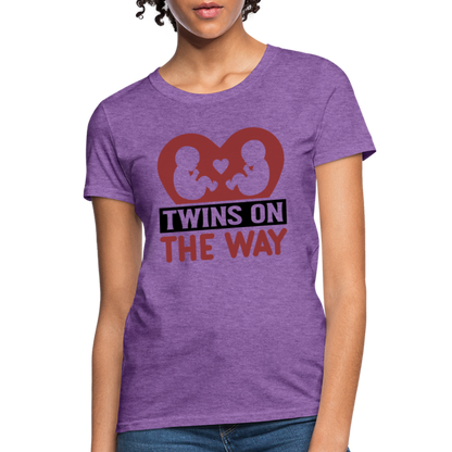 Twins on the Way T-Shirt - purple heather