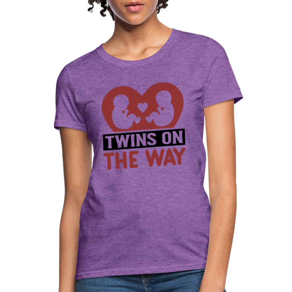 Twins on the Way T-Shirt - purple heather