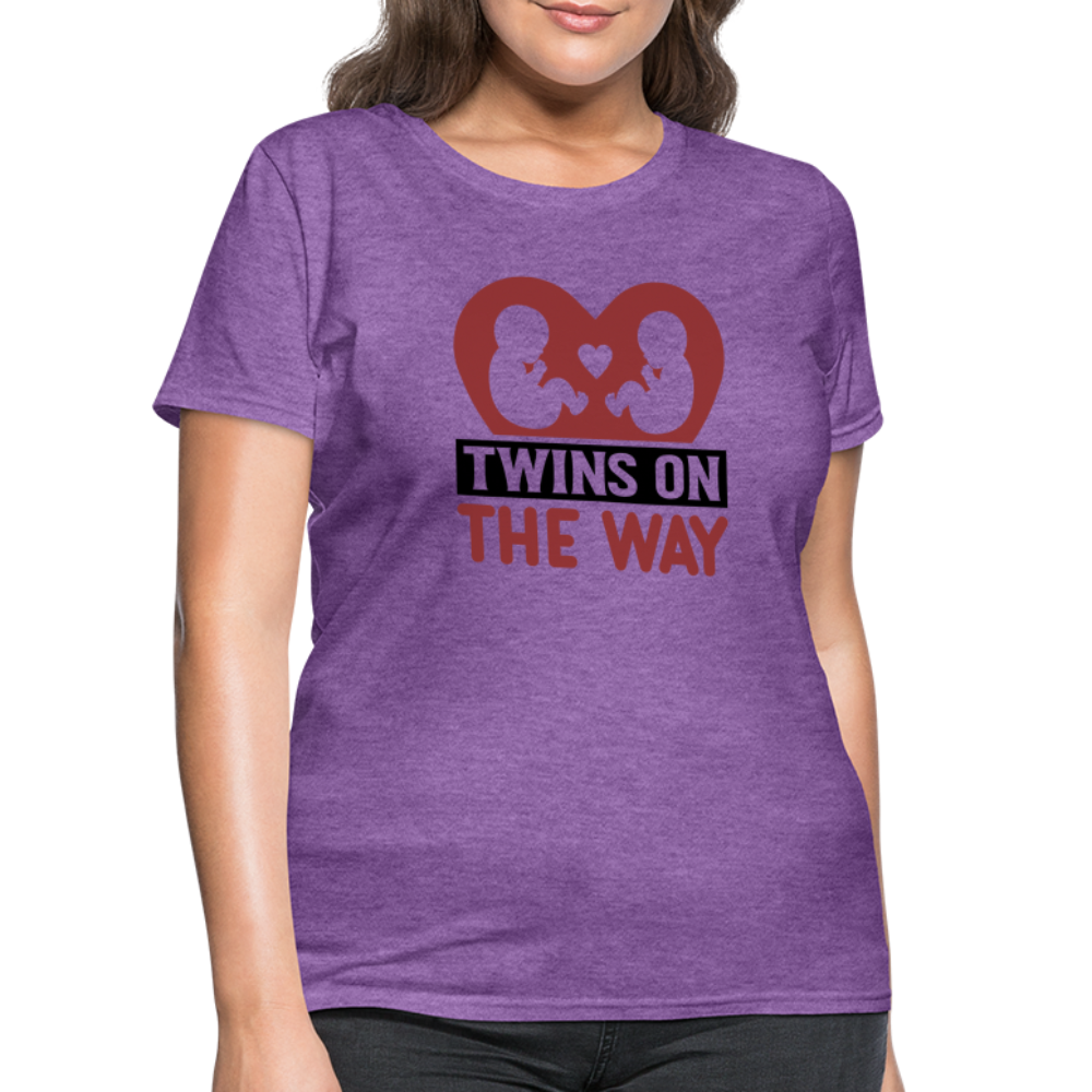 Twins on the Way T-Shirt - purple heather