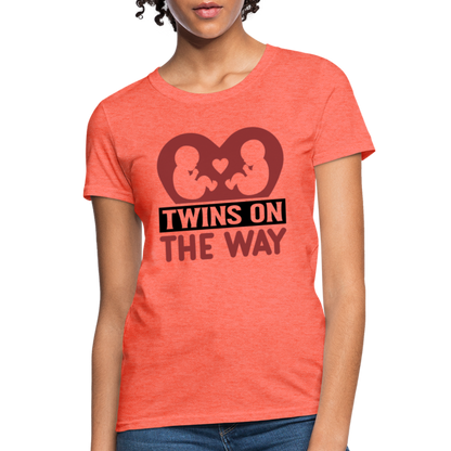 Twins on the Way T-Shirt - heather coral