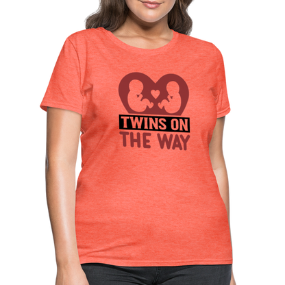Twins on the Way T-Shirt - heather coral