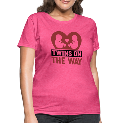 Twins on the Way T-Shirt - heather pink