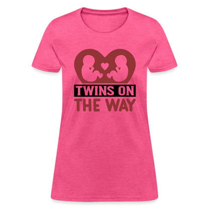 Twins on the Way T-Shirt - heather pink