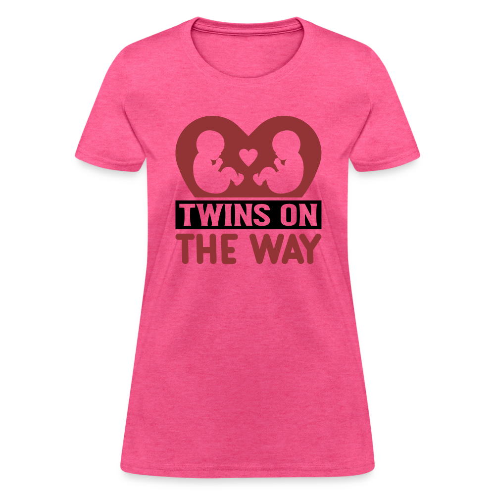 Twins on the Way T-Shirt - heather pink