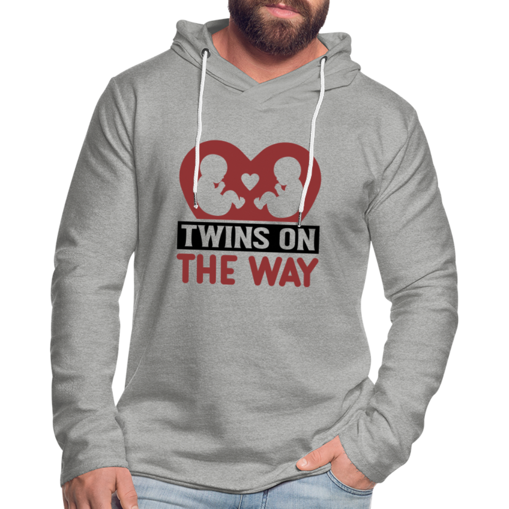 Twins on the Way Lightweight Terry Hoodie - heather gray