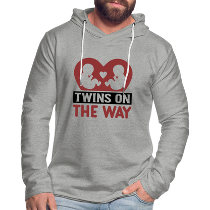 Twins on the Way Lightweight Terry Hoodie - heather gray