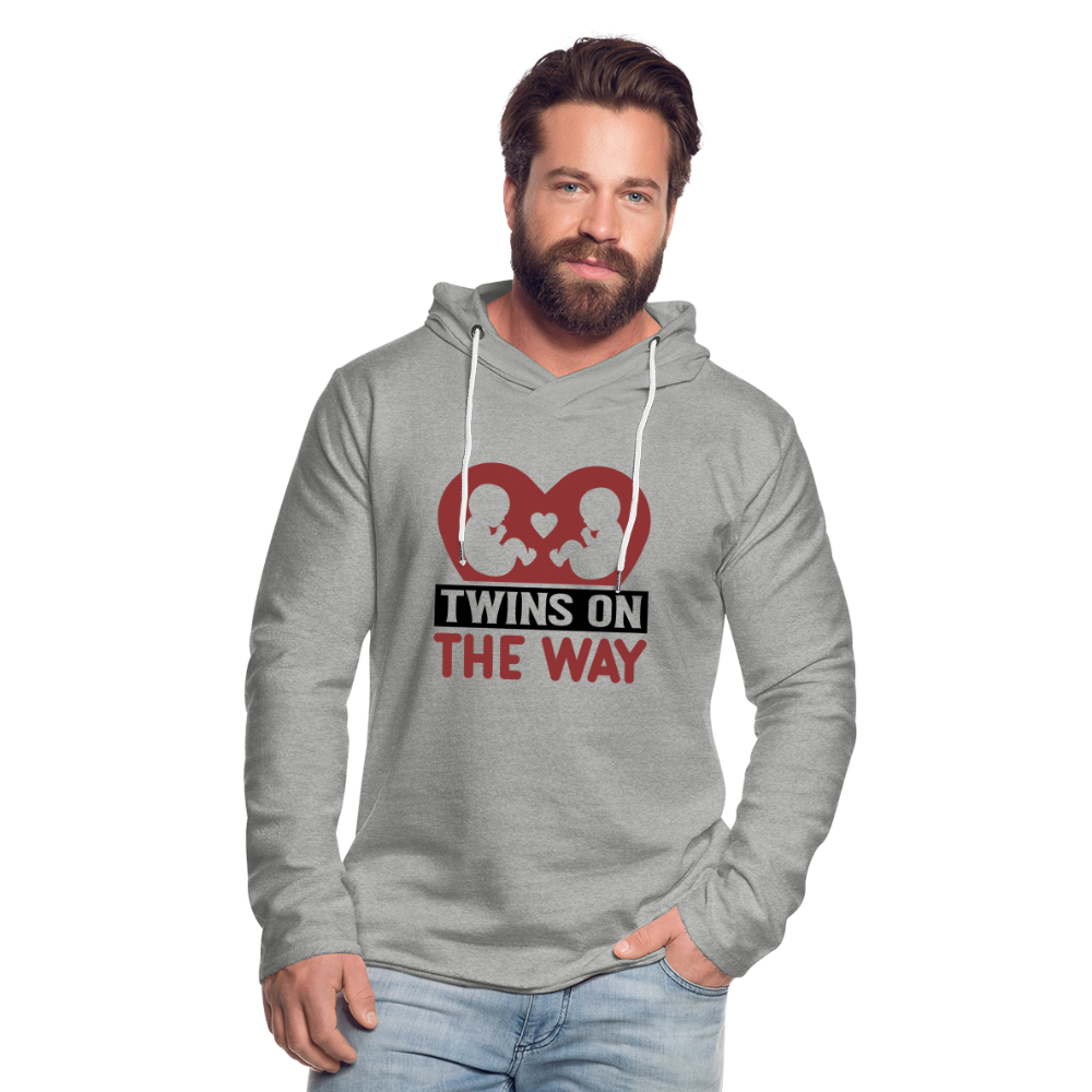Twins on the Way Lightweight Terry Hoodie - heather gray