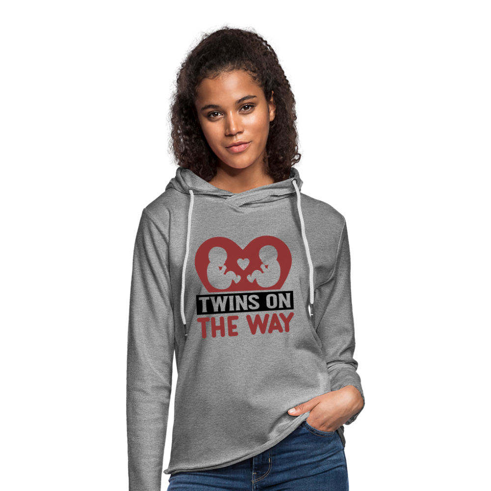 Twins on the Way Lightweight Terry Hoodie - heather gray