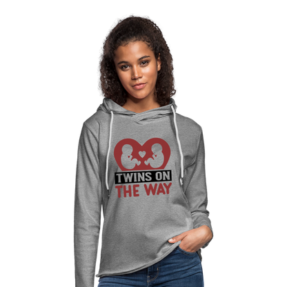 Twins on the Way Lightweight Terry Hoodie - heather gray