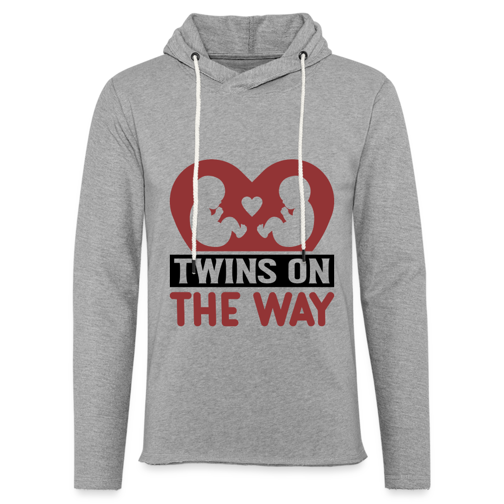 Twins on the Way Lightweight Terry Hoodie - heather gray