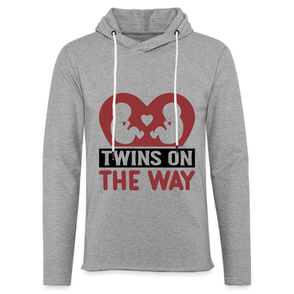 Twins on the Way Lightweight Terry Hoodie - heather gray