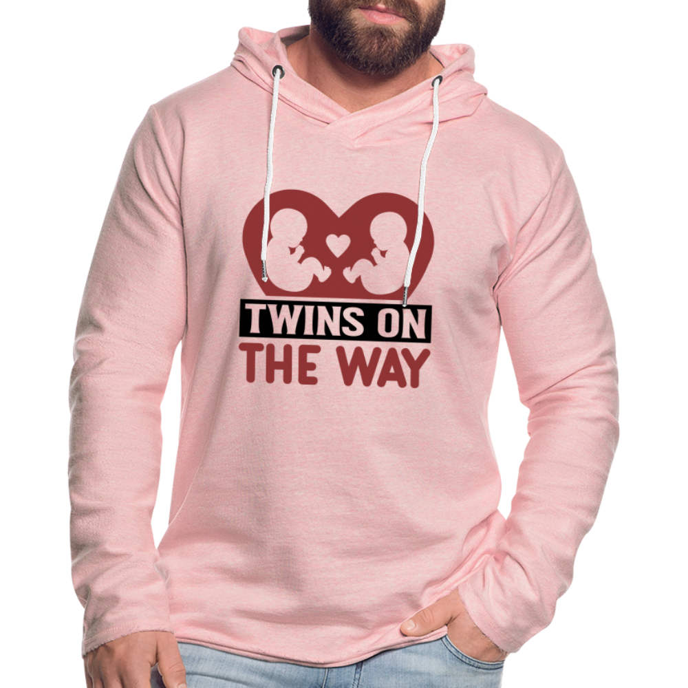 Twins on the Way Lightweight Terry Hoodie - cream heather pink