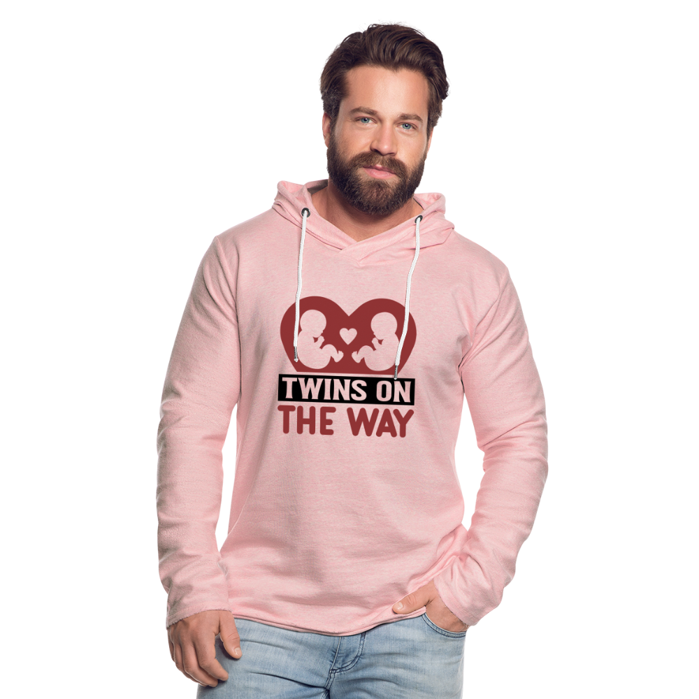 Twins on the Way Lightweight Terry Hoodie - cream heather pink