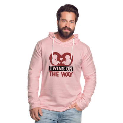 Twins on the Way Lightweight Terry Hoodie - cream heather pink