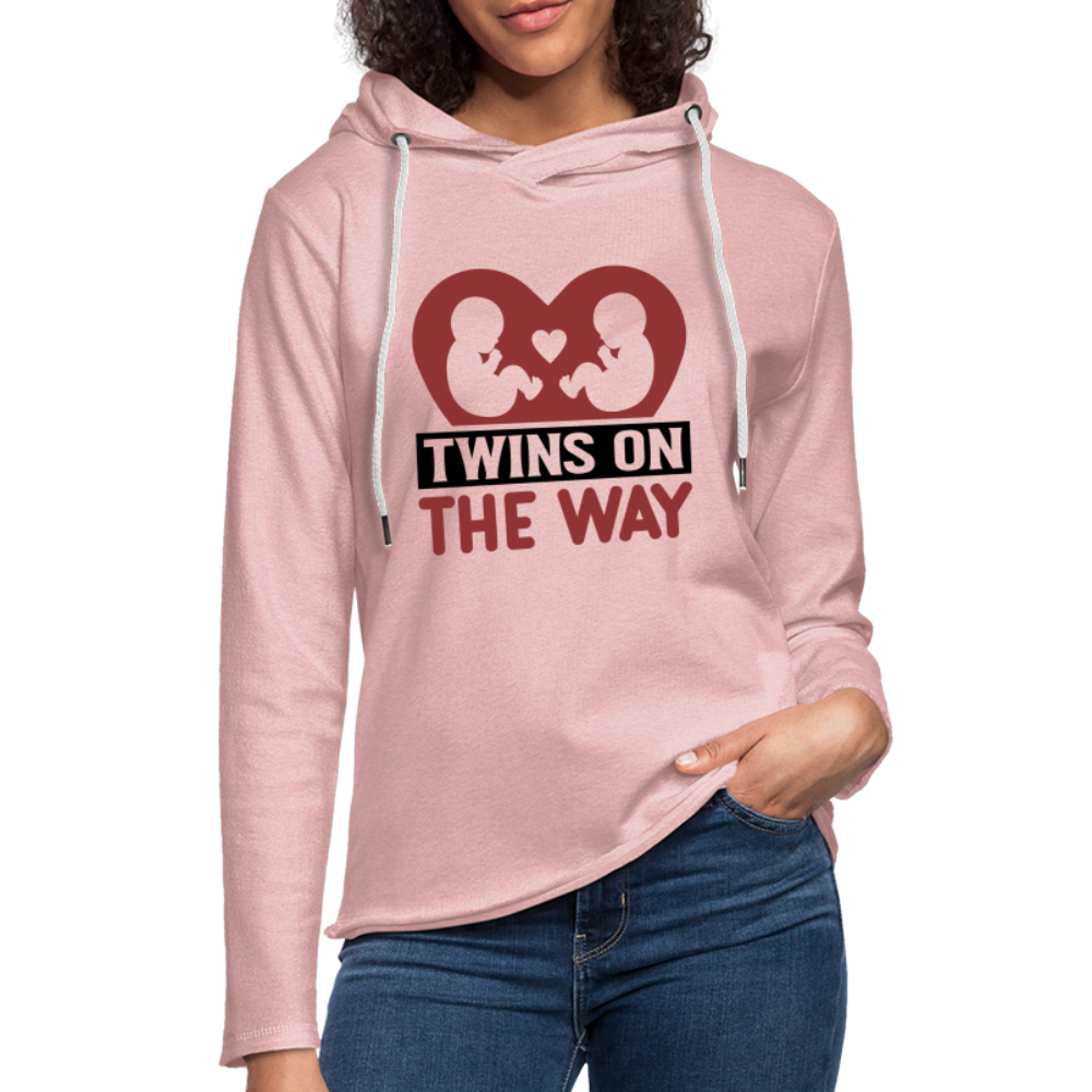 Twins on the Way Lightweight Terry Hoodie - cream heather pink