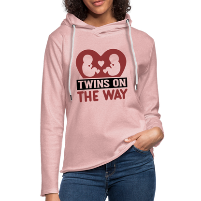 Twins on the Way Lightweight Terry Hoodie - cream heather pink