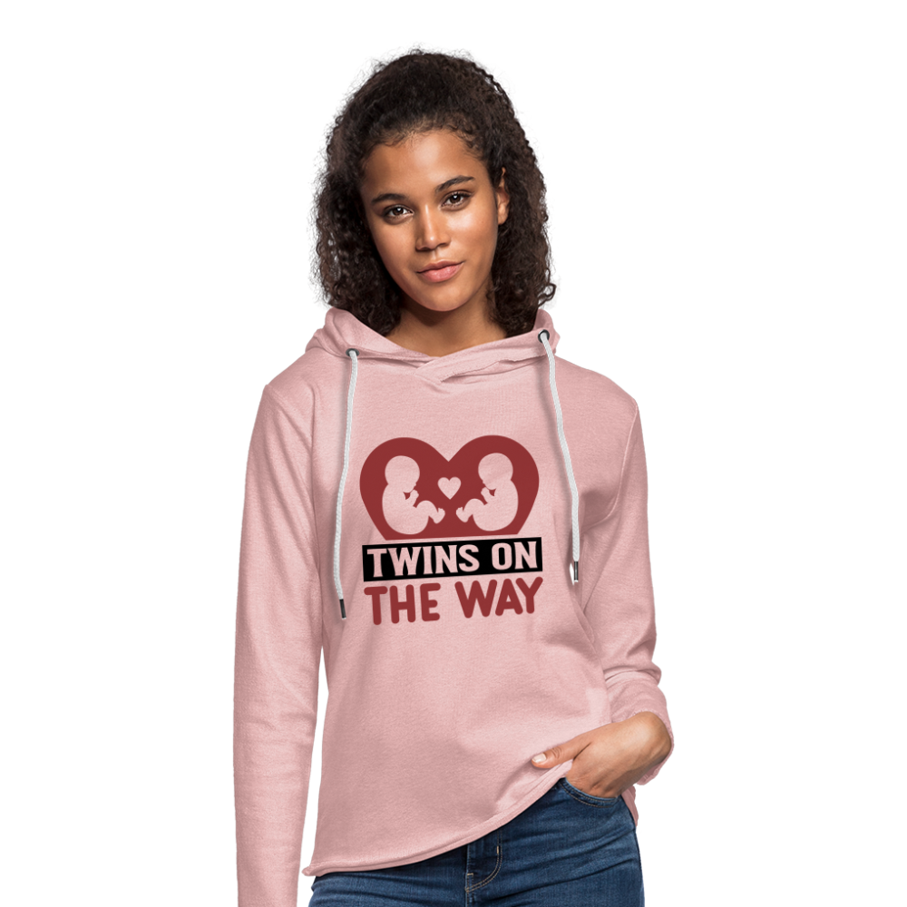 Twins on the Way Lightweight Terry Hoodie - cream heather pink