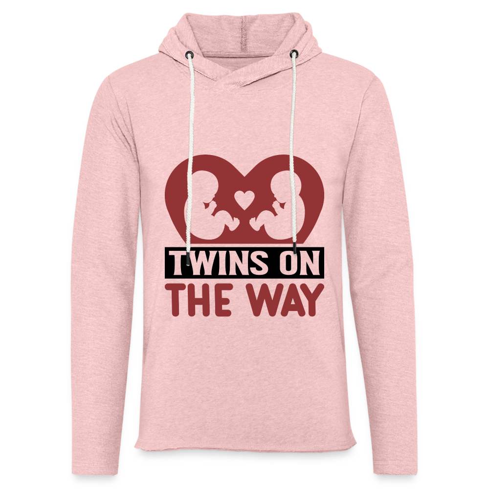 Twins on the Way Lightweight Terry Hoodie - cream heather pink