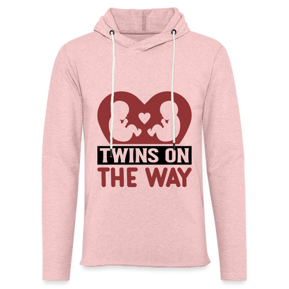 Twins on the Way Lightweight Terry Hoodie - cream heather pink