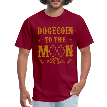 Dogecoin to the Moon T-Shirt - burgundy