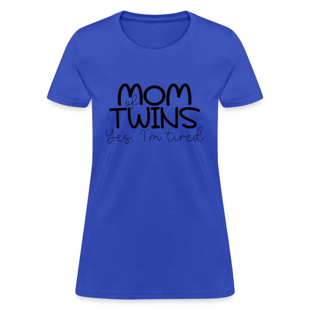 Mom of Twins Yes I'm Tired T-Shirt - royal blue