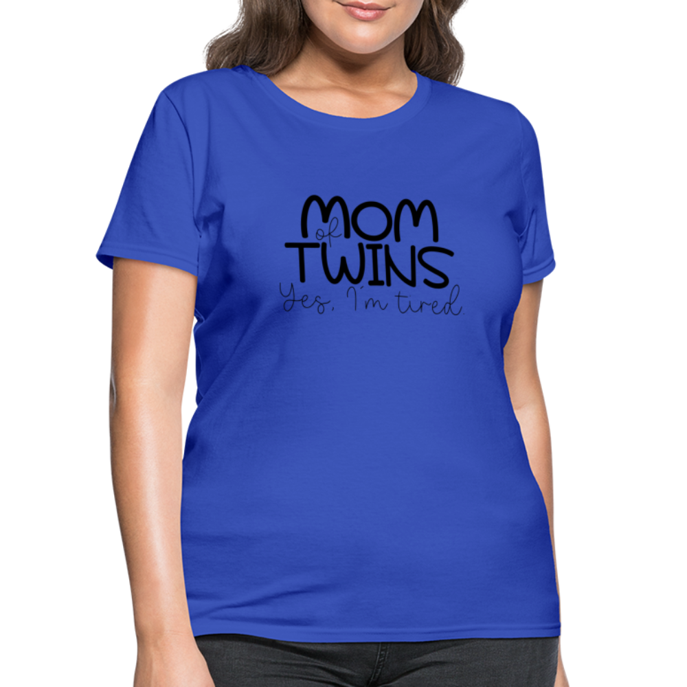 Mom of Twins Yes I'm Tired T-Shirt - royal blue