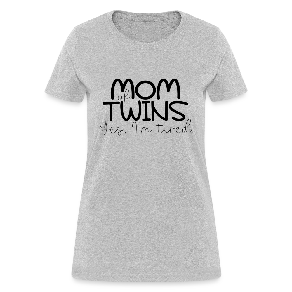 Mom of Twins Yes I'm Tired T-Shirt - heather gray