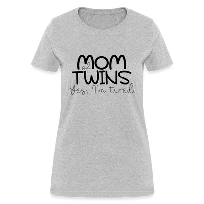 Mom of Twins Yes I'm Tired T-Shirt - heather gray