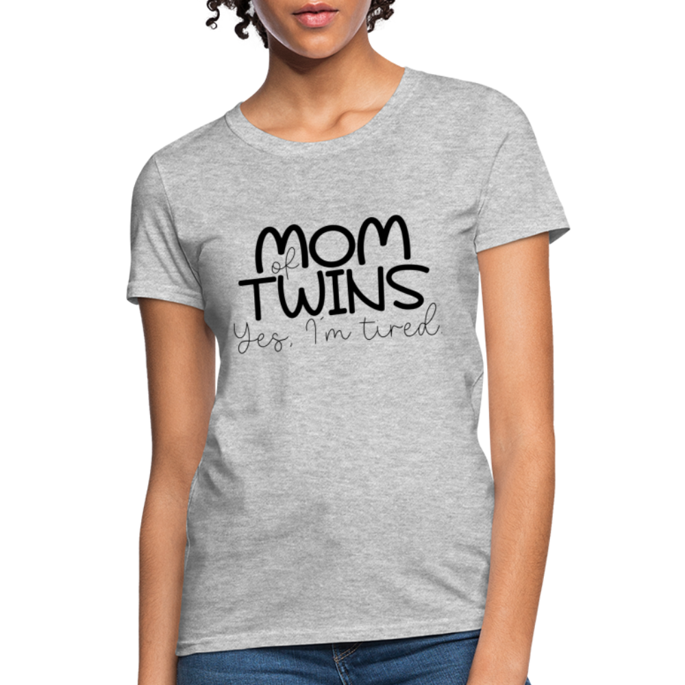 Mom of Twins Yes I'm Tired T-Shirt - heather gray