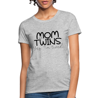 Mom of Twins Yes I'm Tired T-Shirt - heather gray