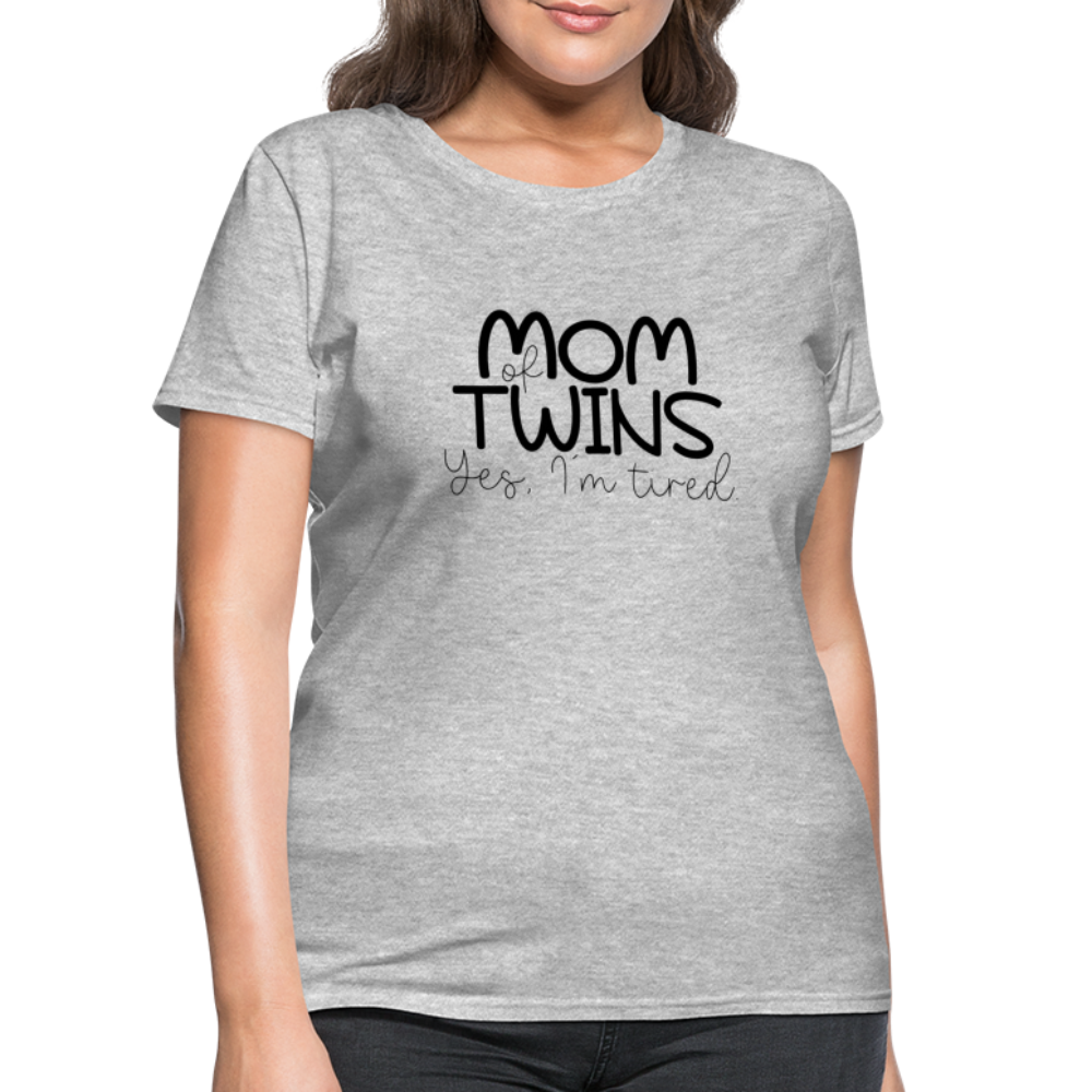 Mom of Twins Yes I'm Tired T-Shirt - heather gray