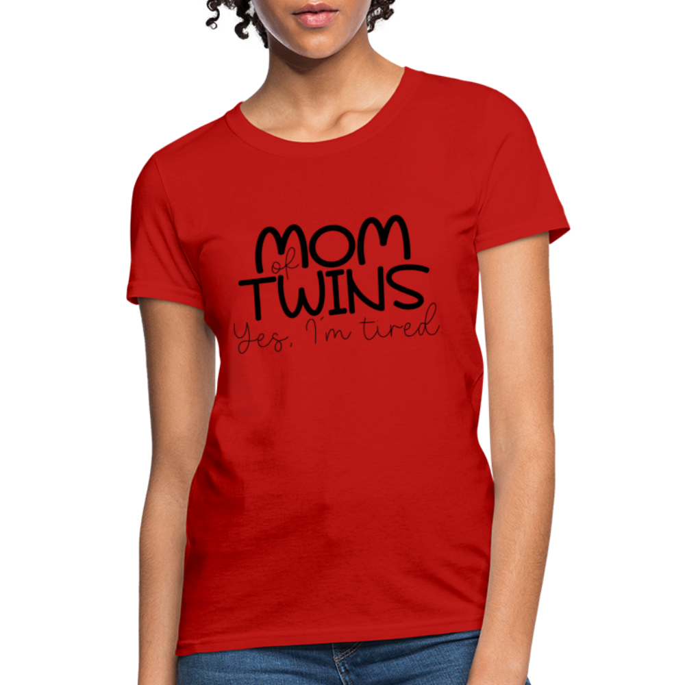 Mom of Twins Yes I'm Tired T-Shirt - red