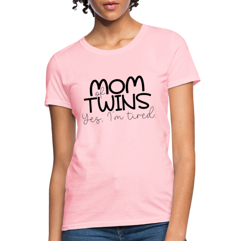 Mom of Twins Yes I'm Tired T-Shirt - pink