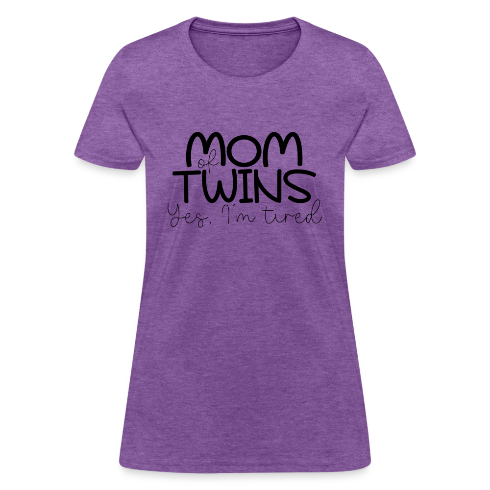 Mom of Twins Yes I'm Tired T-Shirt - purple heather