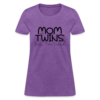 Mom of Twins Yes I'm Tired T-Shirt - purple heather