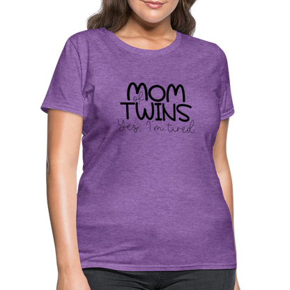 Mom of Twins Yes I'm Tired T-Shirt - purple heather