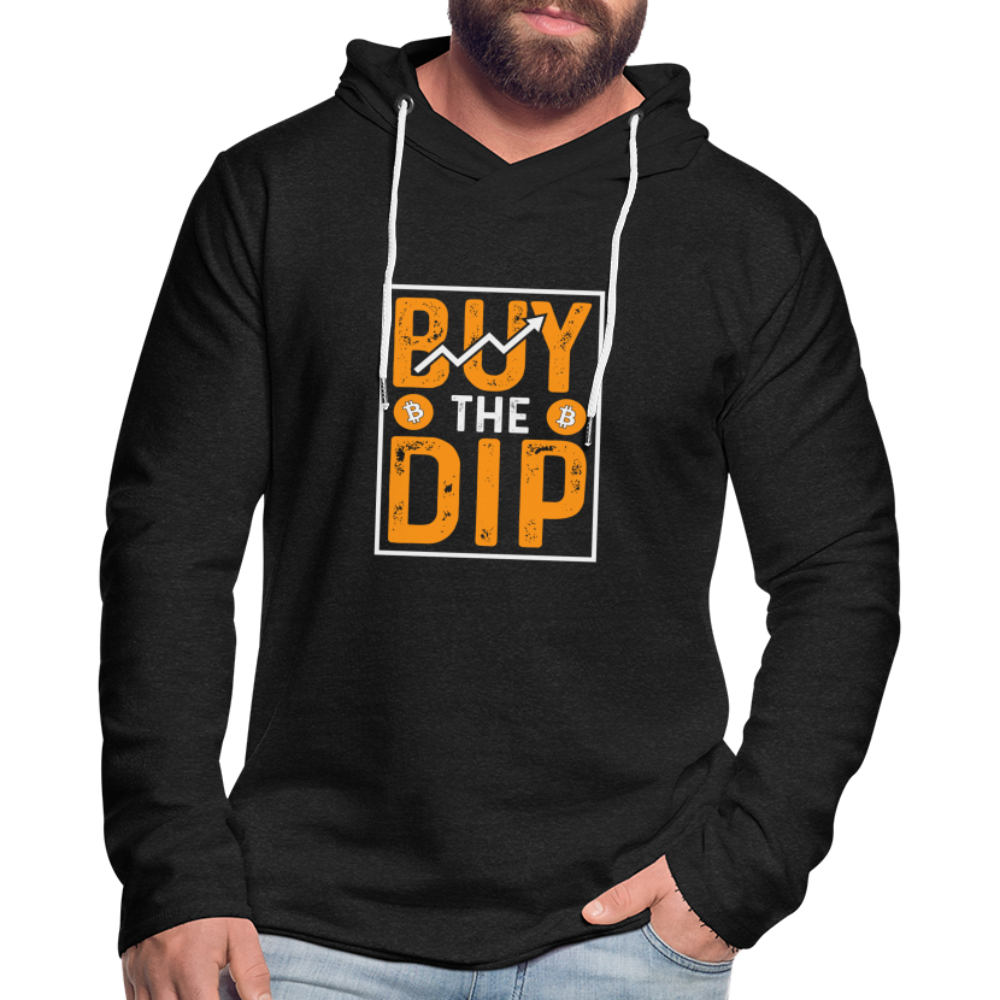 Buy The Dip Lightweight Terry Hoodie (Crypto - Bitcoin) - charcoal grey