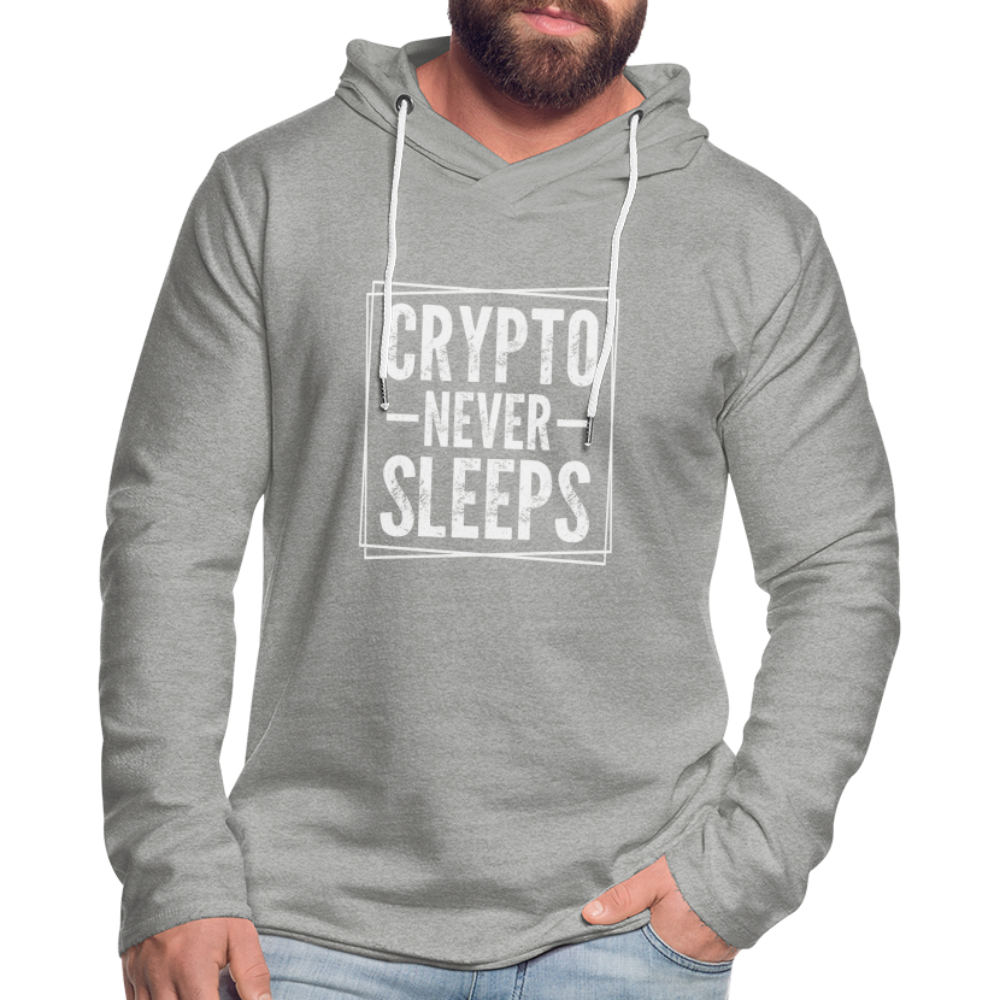 Crypto Never Sleets Lightweight Terry Hoodie - heather gray