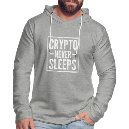 Crypto Never Sleets Lightweight Terry Hoodie - heather gray