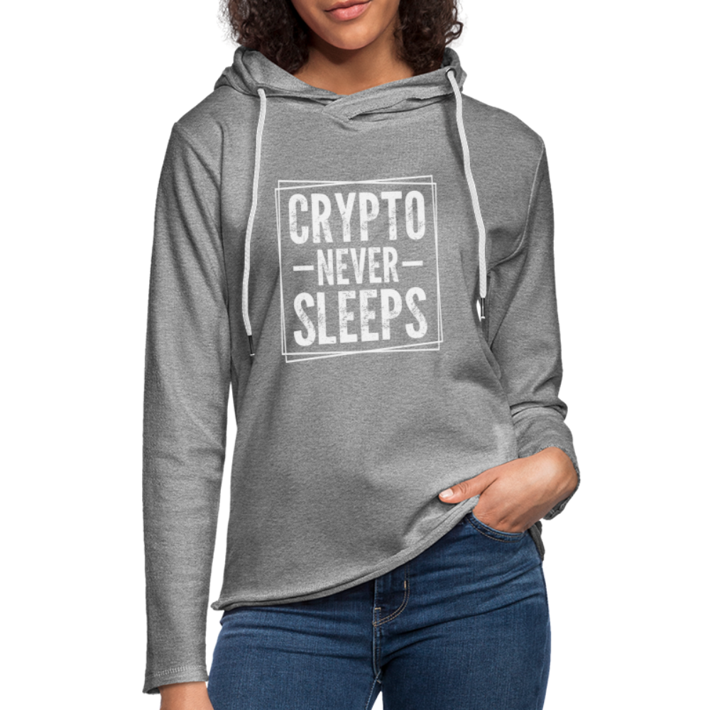 Crypto Never Sleets Lightweight Terry Hoodie - heather gray