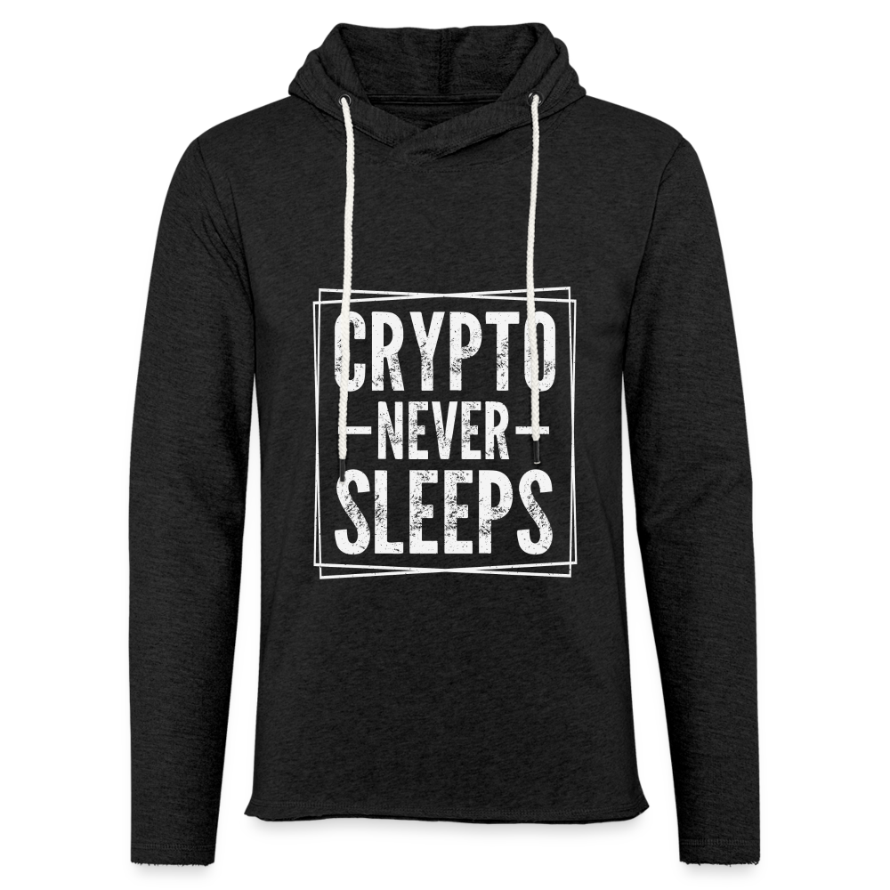 Crypto Never Sleets Lightweight Terry Hoodie - charcoal grey