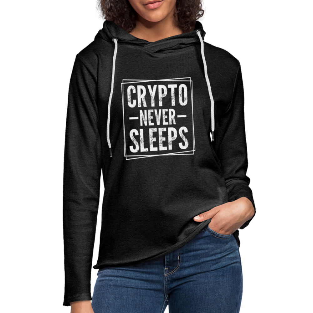 Crypto Never Sleets Lightweight Terry Hoodie - charcoal grey